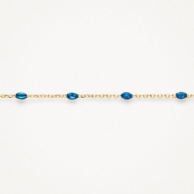 Armband 2226YRB - 14k Geelgoud met blauwe resin