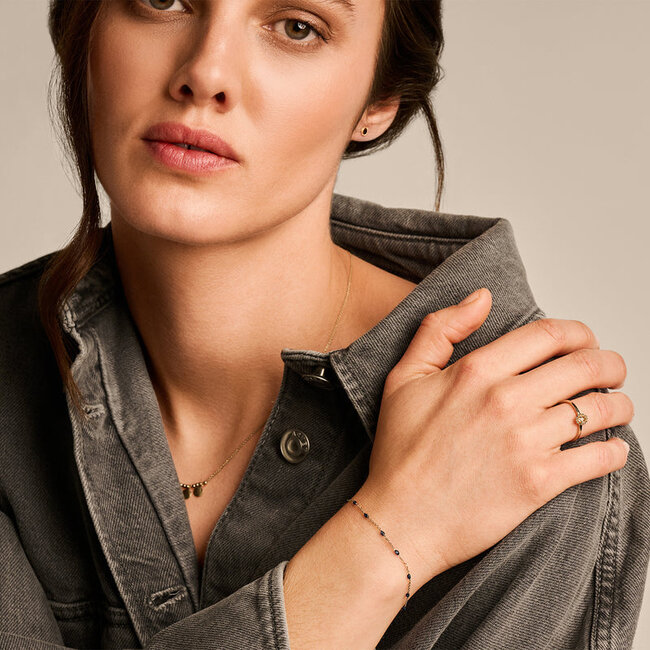 Armband 2226YRB - 14k Geelgoud met blauwe resin