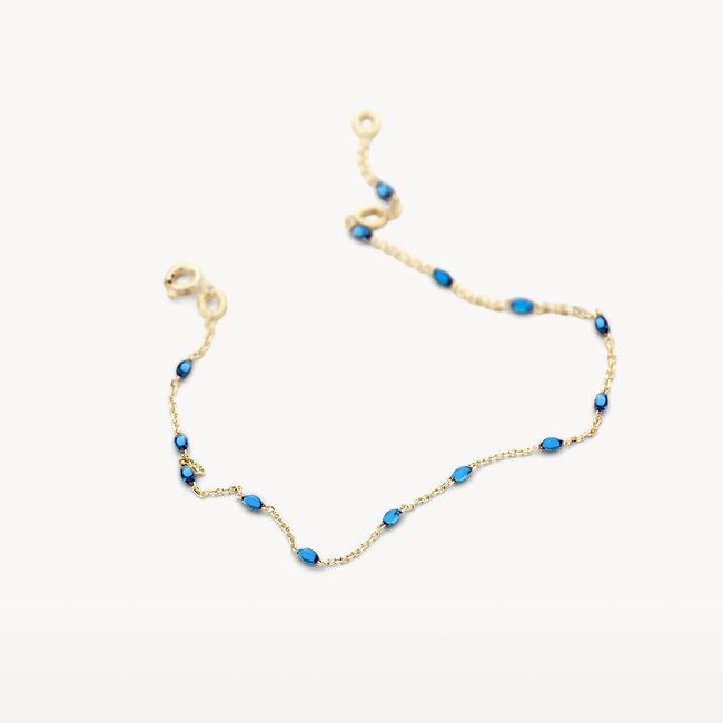 Armband 2226YRB - 14k Geelgoud met blauwe resin