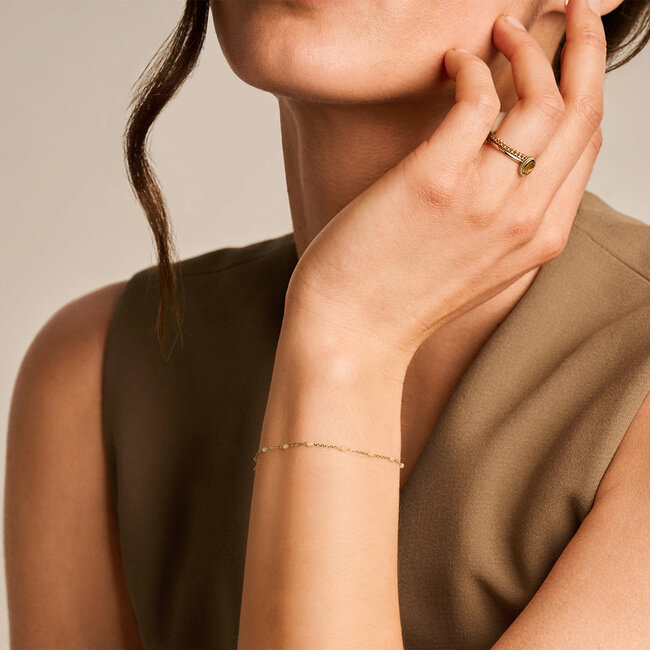 Armband 2226YRM -  14k Geelgoud met melk resin