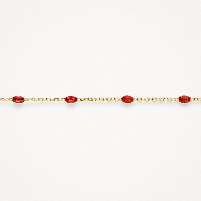 Armband 2226YRR - 14k Geelgoud met rode resin