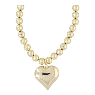 Fushi Amsterdam Ketting 10MM 14Krt Verguld Goud Met Hart