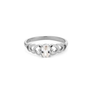 24Kae Ring met gekleurde steen en hartvormige details - 124141S