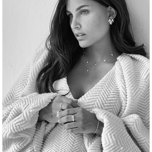 Ketting met structuur hartjes - 32480Y