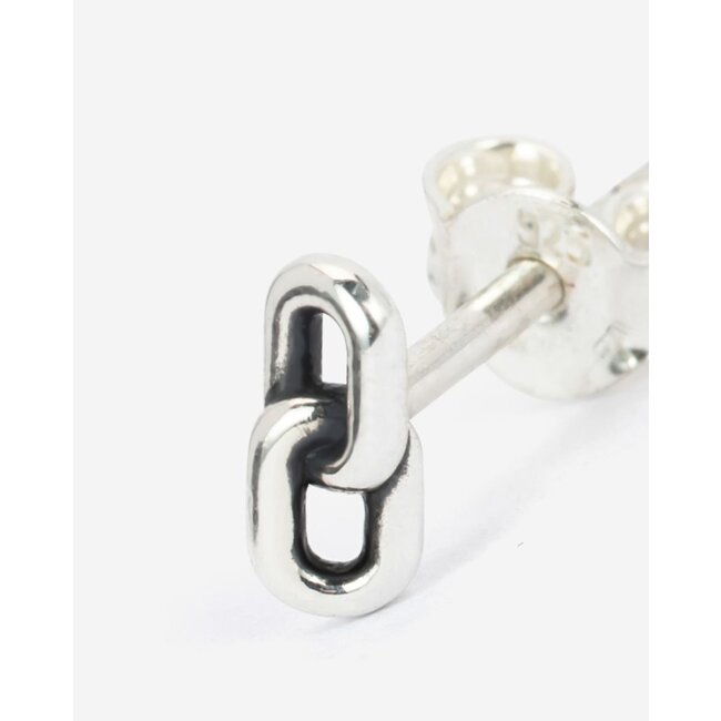 Stacking Oorknopje Double Link Zilver Single Piece