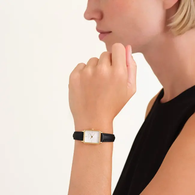 Dames Horloge Octagon XS Black Leather