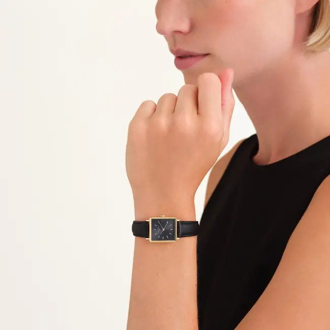 Dames Horloge Boxy XS Black Leather