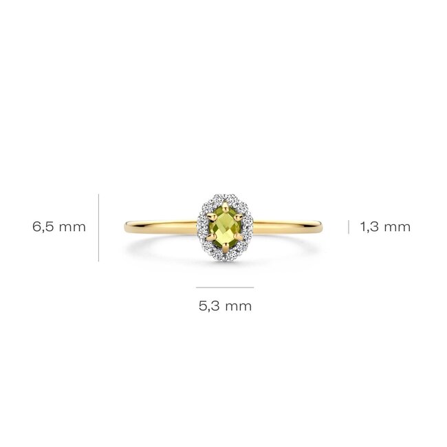 Ring 1258YGP - Geelgoud (14k) met Peridot en Zirkonia