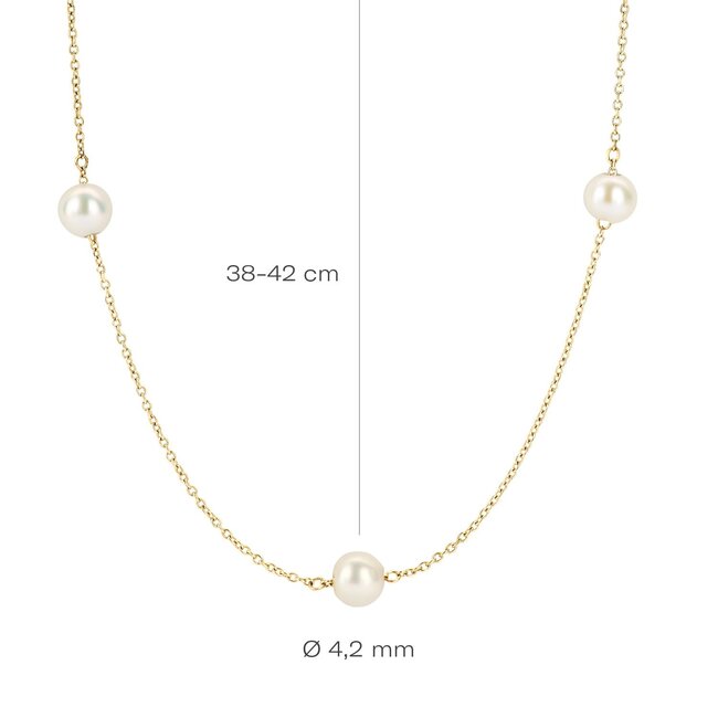 Collier 3185YPW - Geelgoud (14k) met Parels
