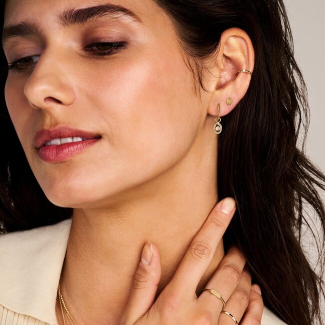 Oorhangers 9091YBQ - Geelgoud (14k) met Doublette van Black Mother of Pearl met Rock Crystal