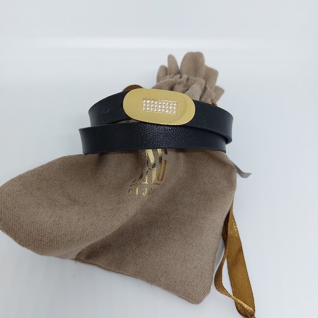 Armband Double Leather - Black