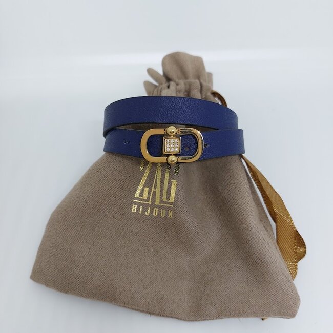 Armband Double Leather - Blue