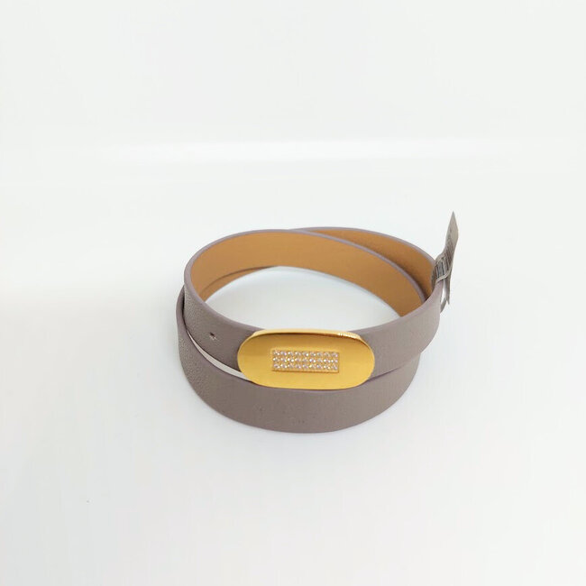 Armband Double Leather - Taupe