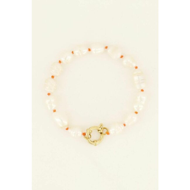 Casa Fiore Parel Armband - Oranje