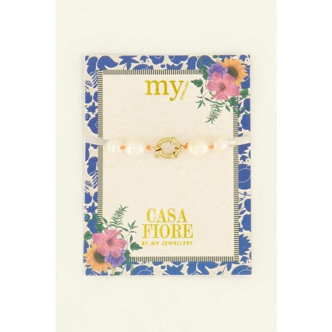 Casa Fiore Parel Armband - Oranje