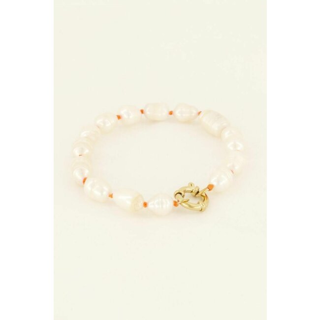 Casa Fiore Parel Armband - Oranje