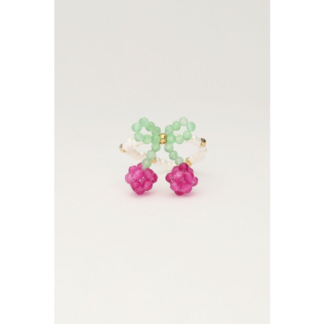 Art elastieken ring met cherry