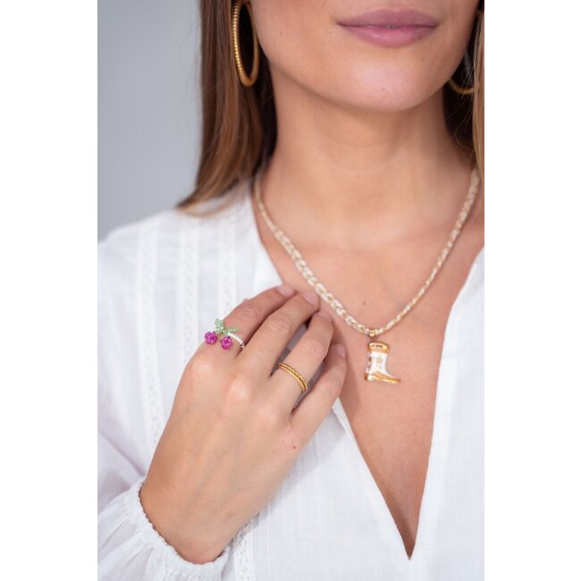 Art elastieken ring met cherry