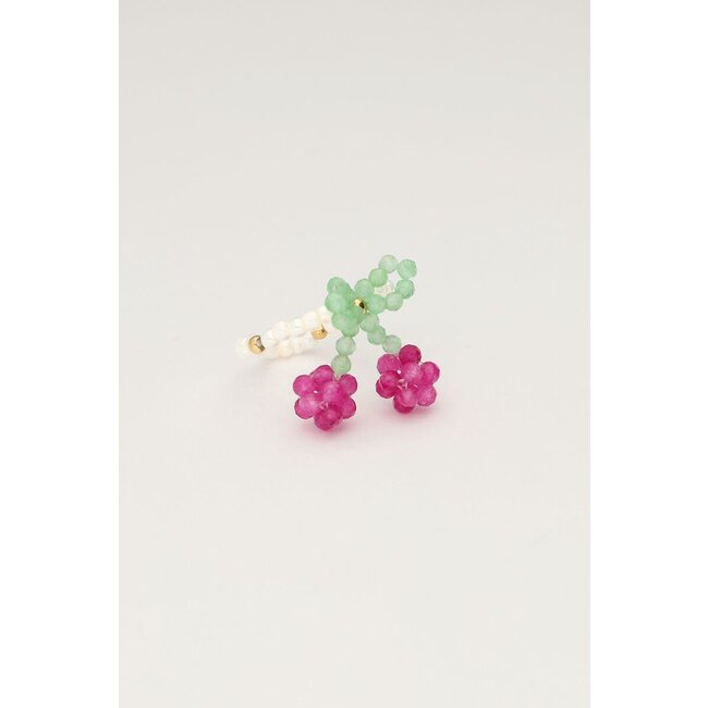 Art elastieken ring met cherry