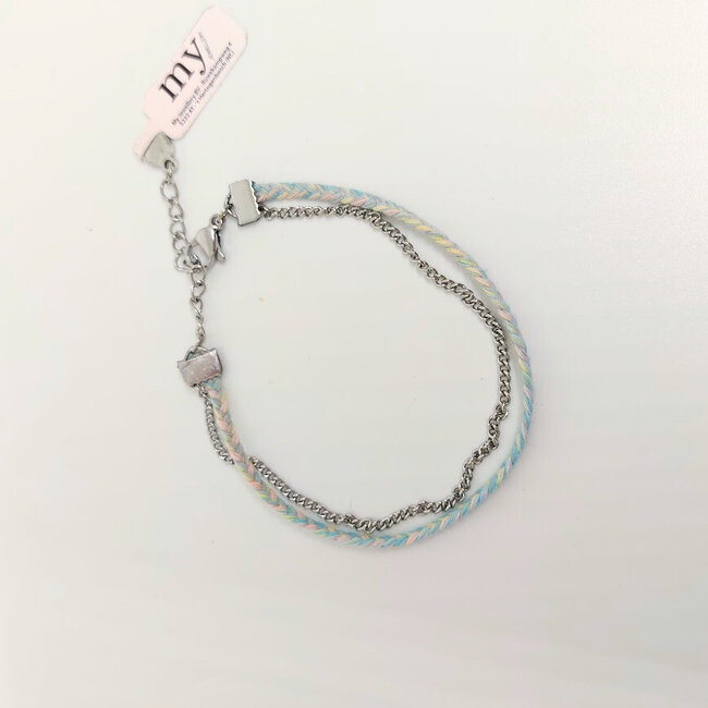 Dubbele armband met blauwe accenten