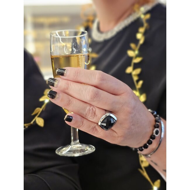 Kosmic Facet Square Steen - Zilverkleurig