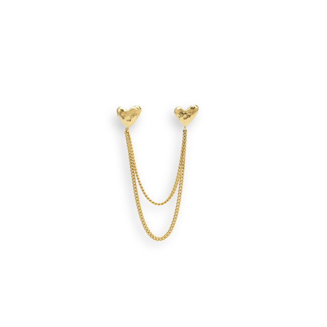 Dubbel Hart Studs Single Piece Verguld