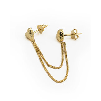 Buddha to Buddha Dubbel Hart Studs Single Piece Verguld