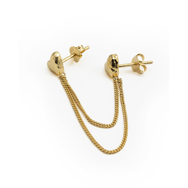 Dubbel Hart Studs Single Piece Verguld