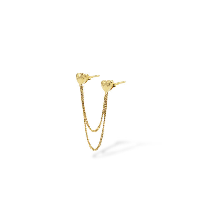 Dubbel Hart Studs Single Piece Verguld