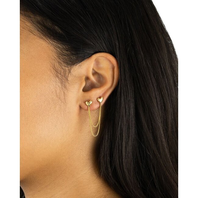 Dubbel Hart Studs Single Piece Verguld