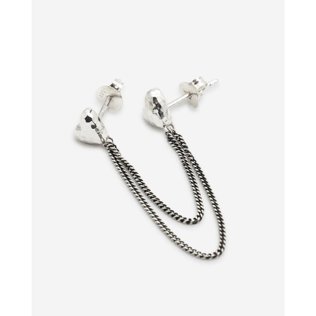 Dubbel Hart Studs Single Piece Zilver