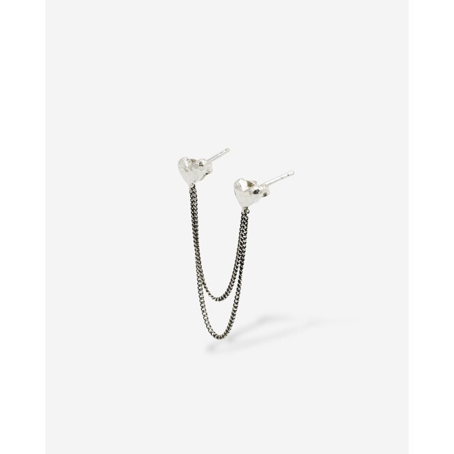 Dubbel Hart Studs Single Piece Zilver