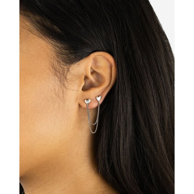 Dubbel Hart Studs Single Piece Zilver