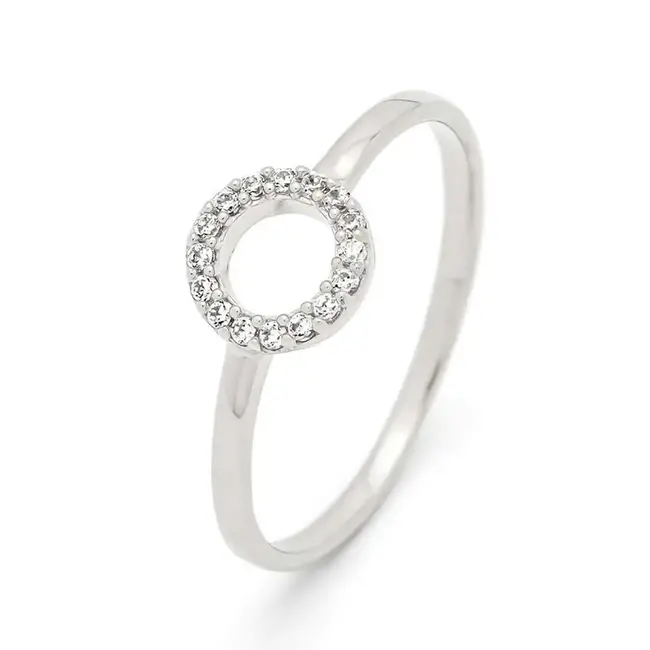 Fijne ronde ring met zirkonia - Zilver