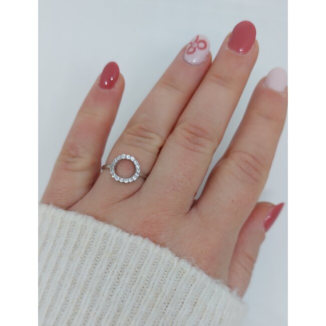Fijne ronde ring met zirkonia - Zilver