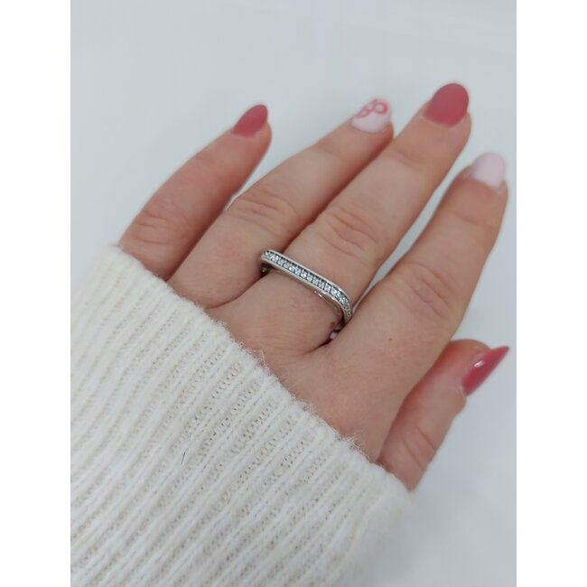 Vierkante ring met zirkonia - Zilver
