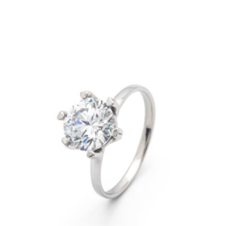 Imotionals Fijne ring met grote zirkonia - Zilver