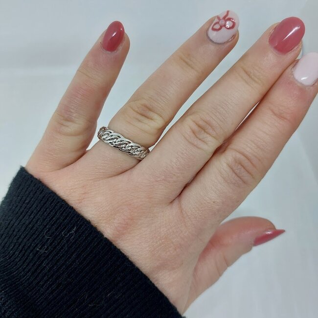 Ring met ronde schakels - Zilver