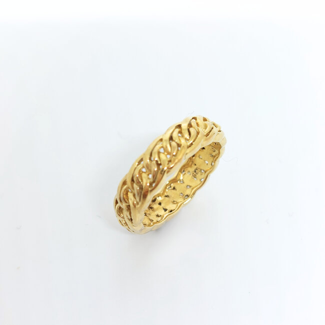 Ring met ronde schakels - Goldplated