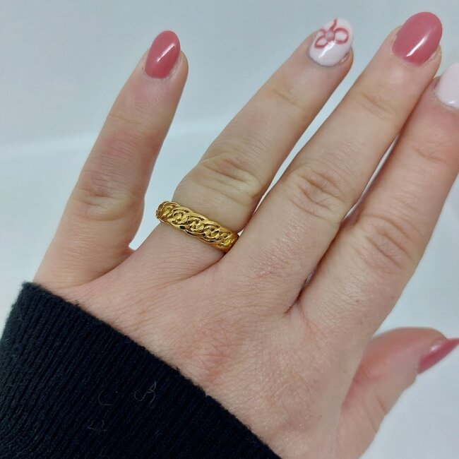 Ring met ronde schakels - Goldplated