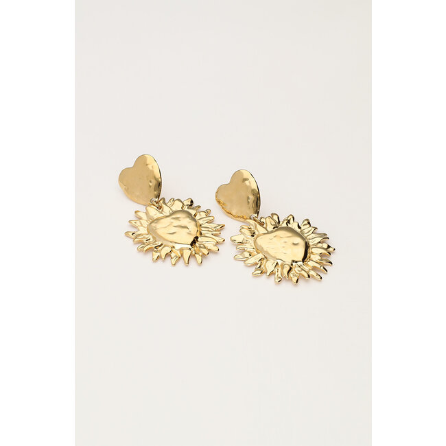 Iconic oorhangers dubbele zonnig hart