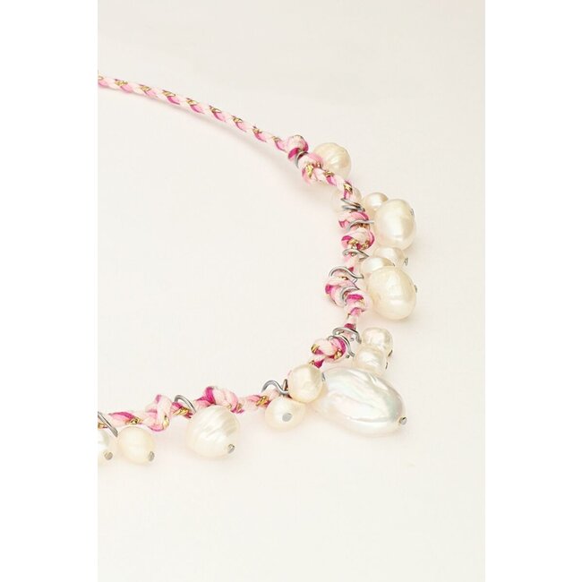 Island paarse koord ketting met zoetwaterparels