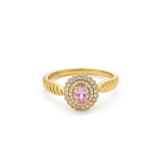 24Kae Ring met gekleurde stenen en gedraaide band - 124143