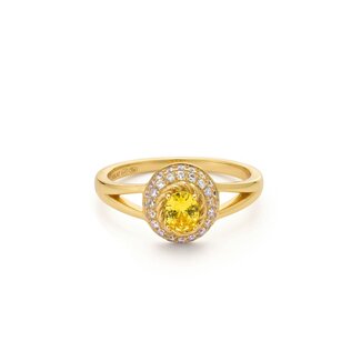 24Kae Ring met gekleurde stenen en open band detail - 124147Y