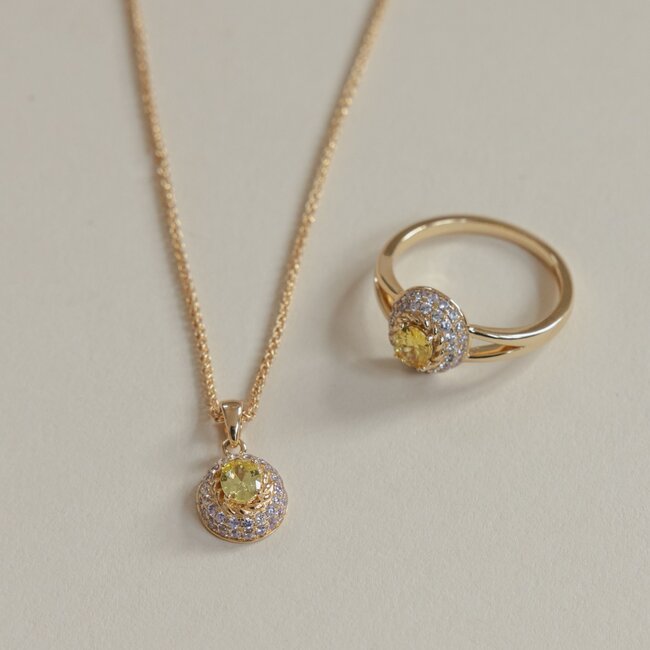 Ring met gekleurde stenen en open band detail - 124147Y