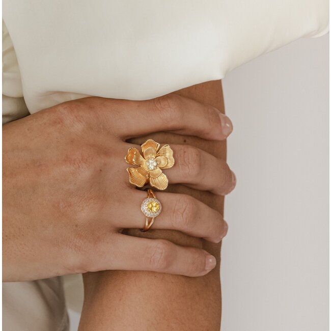 Ring met gekleurde stenen en open band detail - 124147Y