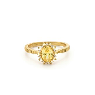 24Kae Ring met gekleurde stenen en gestructureerde band - 124148Y