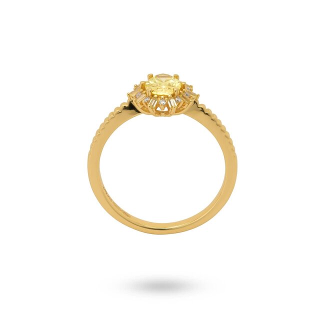 Ring met gekleurde stenen en gestructureerde band - 124148Y