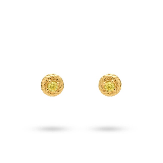 Oorstud met groene steen en gedraaide rand - 424121Y