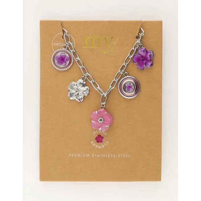 Island ketting met bloemen bedels